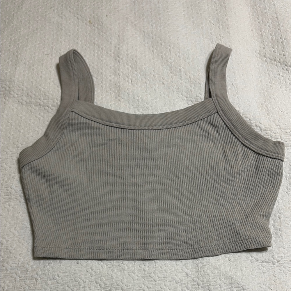 Gray Ribbed Women's Crop Top